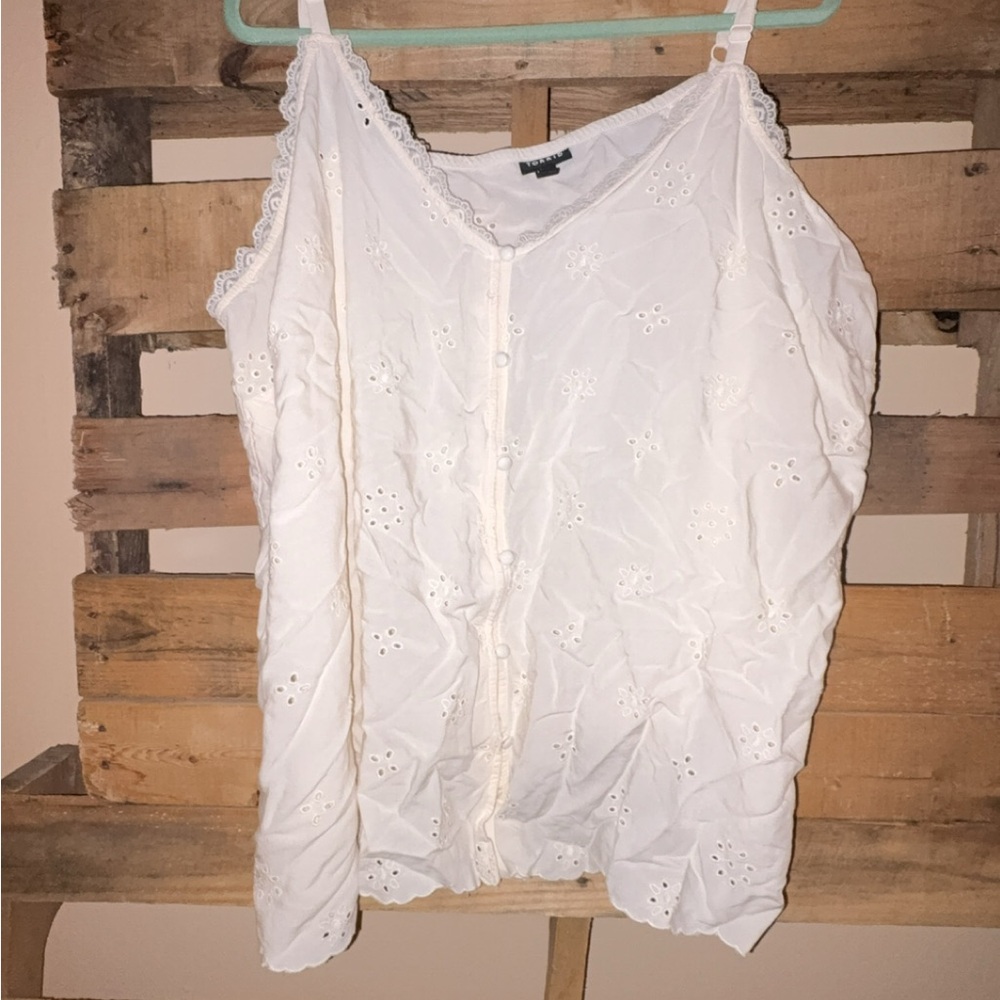 torrid White Eyelet Lace-Trim Camisole